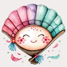 Cute Watercolor Fan Clipart