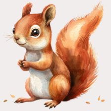 Cute Watercolor Squirrel Clipart