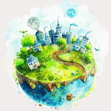 Eco-Friendly City Planet Clipart