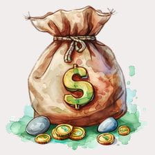 Watercolor Money Bag Clipart