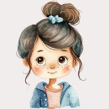 Cute Watercolor Girl Clipart