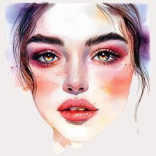 Watercolor Painting Of Woman Face