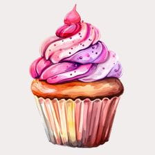 Pink Purple Swirl Cupcake Clipart