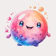 Cute Watercolor Bubble Character Clipart