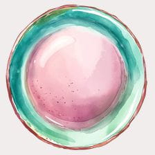 Watercolor Green And Pink Plate Clipart