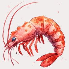 Red Shrimp Watercolor Clipart
