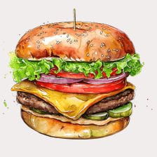 Juicy Watercolor Burger Clipar
