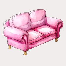 Pink Watercolor Sofa Clipart