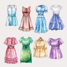 8 watercolor clothing clipart