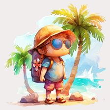Little boy on the beach clipart