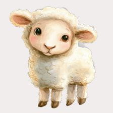 Cute Baby Lamb Watercolor Clipart