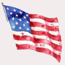 Patriotic Watercolor American Flag Clipart