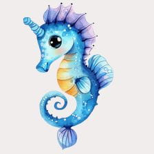 Cute Watercolor Seahorse Clipart
