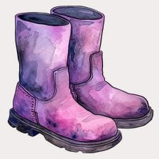 Purple Watercolor Boots Clipart