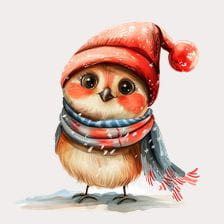 cute cartoon bird wearing hat clipart