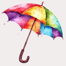 Rainbow Watercolor Umbrella Clipart