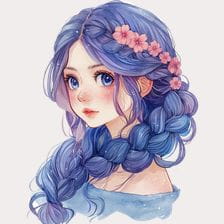 purple hair anime girl clipart