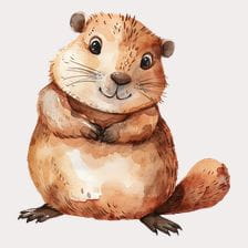Cute Watercolor Marmot Clipart