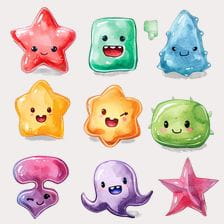 kawaii shapes clipart