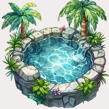Tropical Stone Pool Clipart