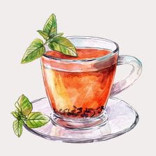 Mint Tea Watercolor Clipart