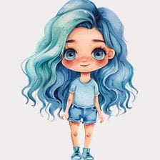 Blue Hair Girl Clipart