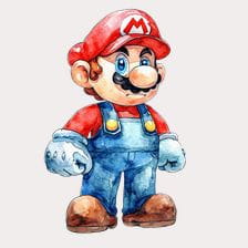Super Mario Watercolor  Clipart