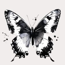 Black And White Watercolor Butterfly Clipart