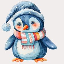 Cute Penguin Watercolor Clipart