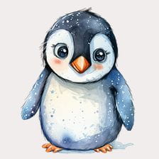 cute watercolor penguin clipart