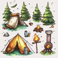 Camping Watercolor Clipart