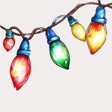 Watercolor Christmas Lights Clipart