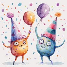 Funny Monster Birthday Party Clipart