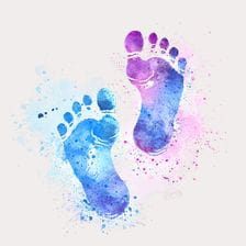 Baby Boy Girl Watercolor Footprints Clipart