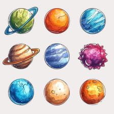 nine planets clipart
