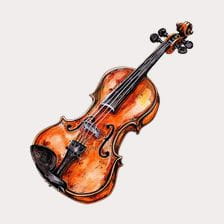Vintage Watercolor Violin Clipart