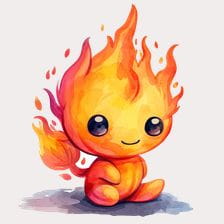 Cute fire elemental clipart