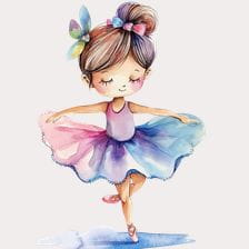 Cute Watercolor Ballerina Clipart