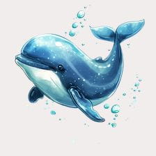 Watercolor Blue Whale Clipart