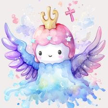 Cute Angel Watercolor Clipart