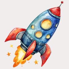 watercolor rocket ship clipart