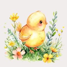baby chicken with spring clipart