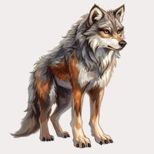 fierce wolf standing clipart