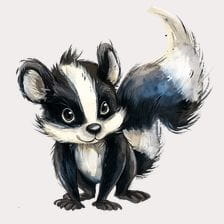 Cute Watercolor Skunk Clipart