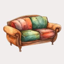 Cozy Patchwork Sofa Clipart
