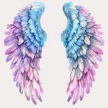 Purple and blue watercolor angel wings clipart