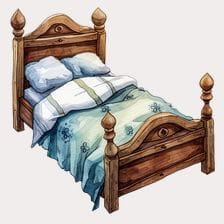 Wooden bed clipart