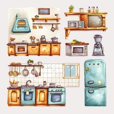 Vintage Kitchen Clipart Set