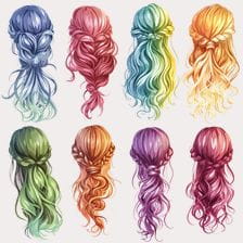 Colorful Braided Hairstyles Back View Clipart