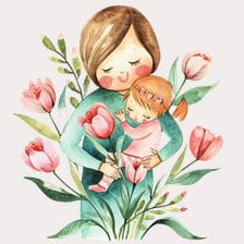 Mother Daughter Watercolor Clipart